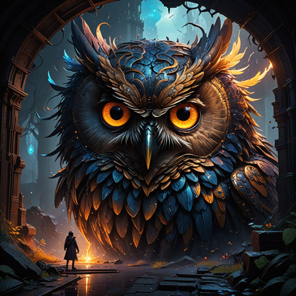 Surreal Psychedelic Owl's Eyes in Dreamlike Digital Painting