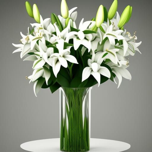 Detailed Lilies of the Valley in Glass Vase