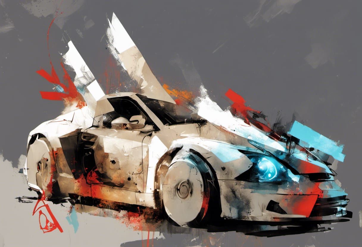 Car Evolution in Reverse Graffiti Splash Art