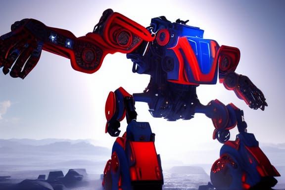 Red White and Blue Giant Mech Concept Art