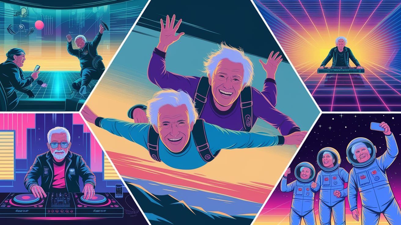 Seniors Living Boundless Adventures as Digital Art