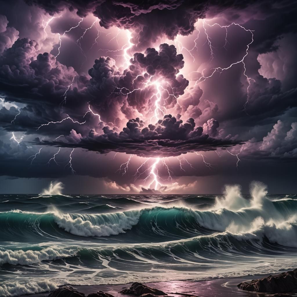 Glowing Water Sphere Created by Storm in Moody Fantasy Art