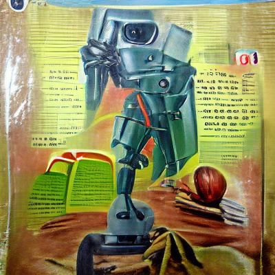Retro Sci-Fi Robot Teacher Book Cover