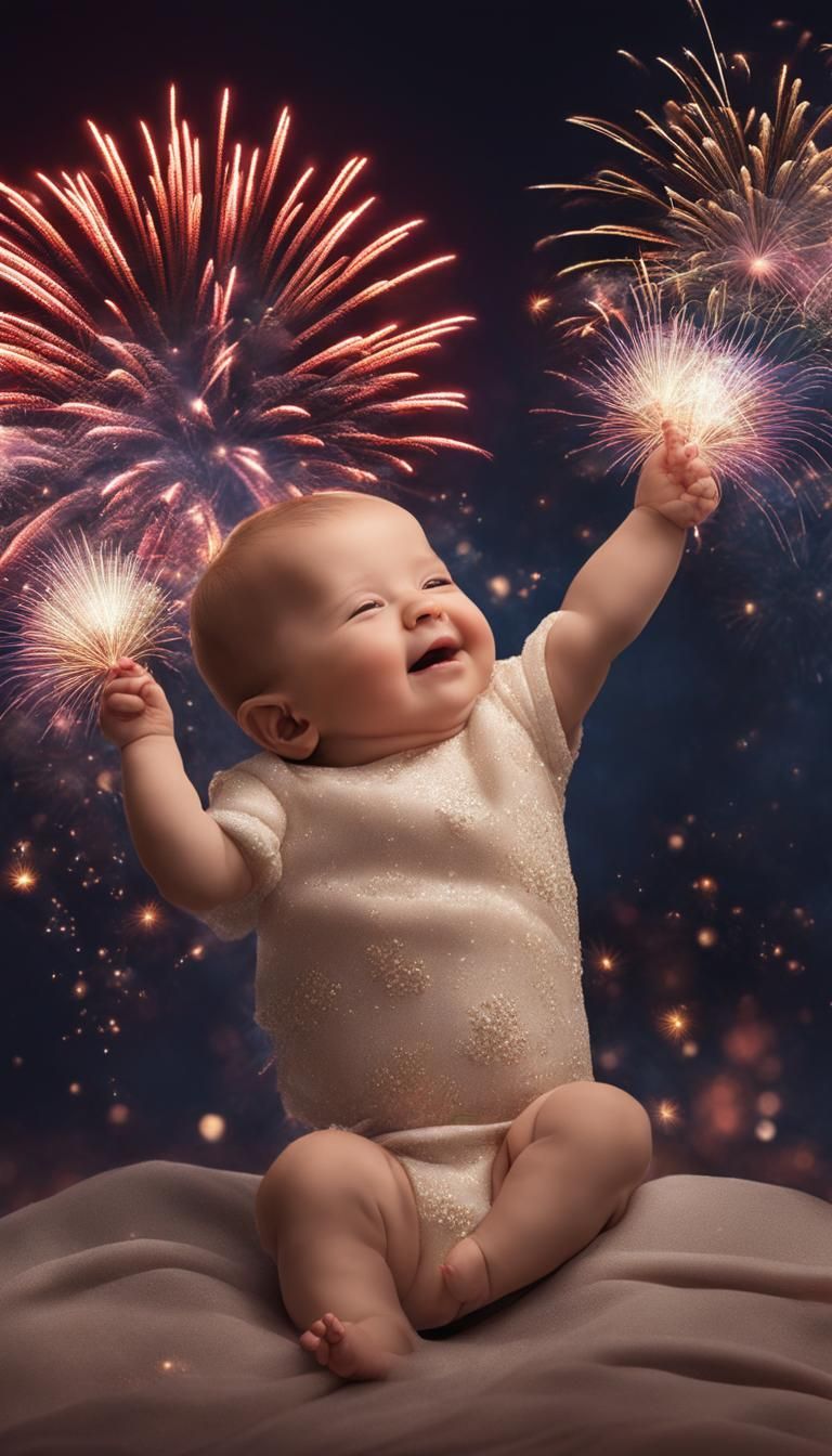 Baby New Year 2024 Greets Us with Fireworks