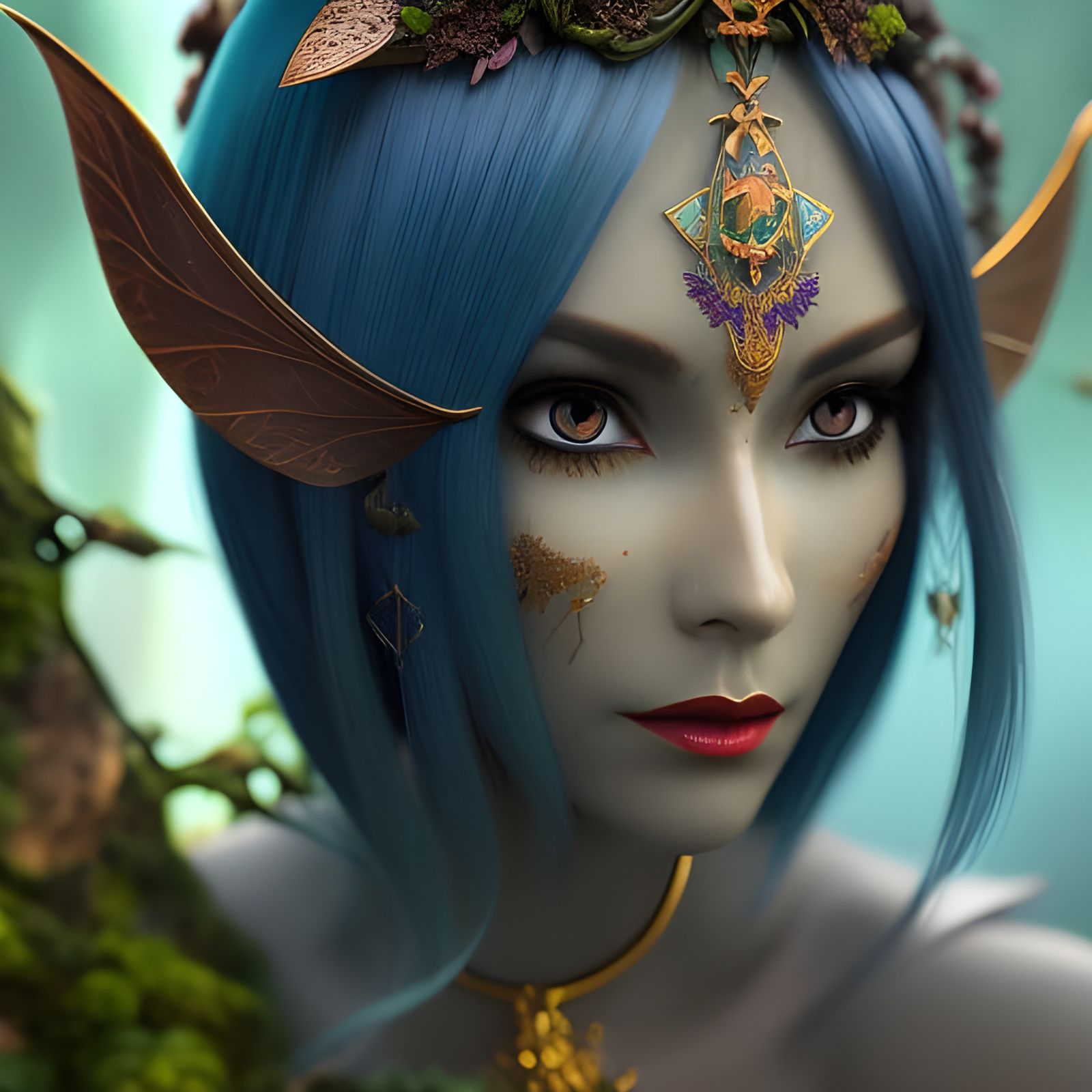 Leaf Fairy Elf Goddess in Detailed Matte Painting
