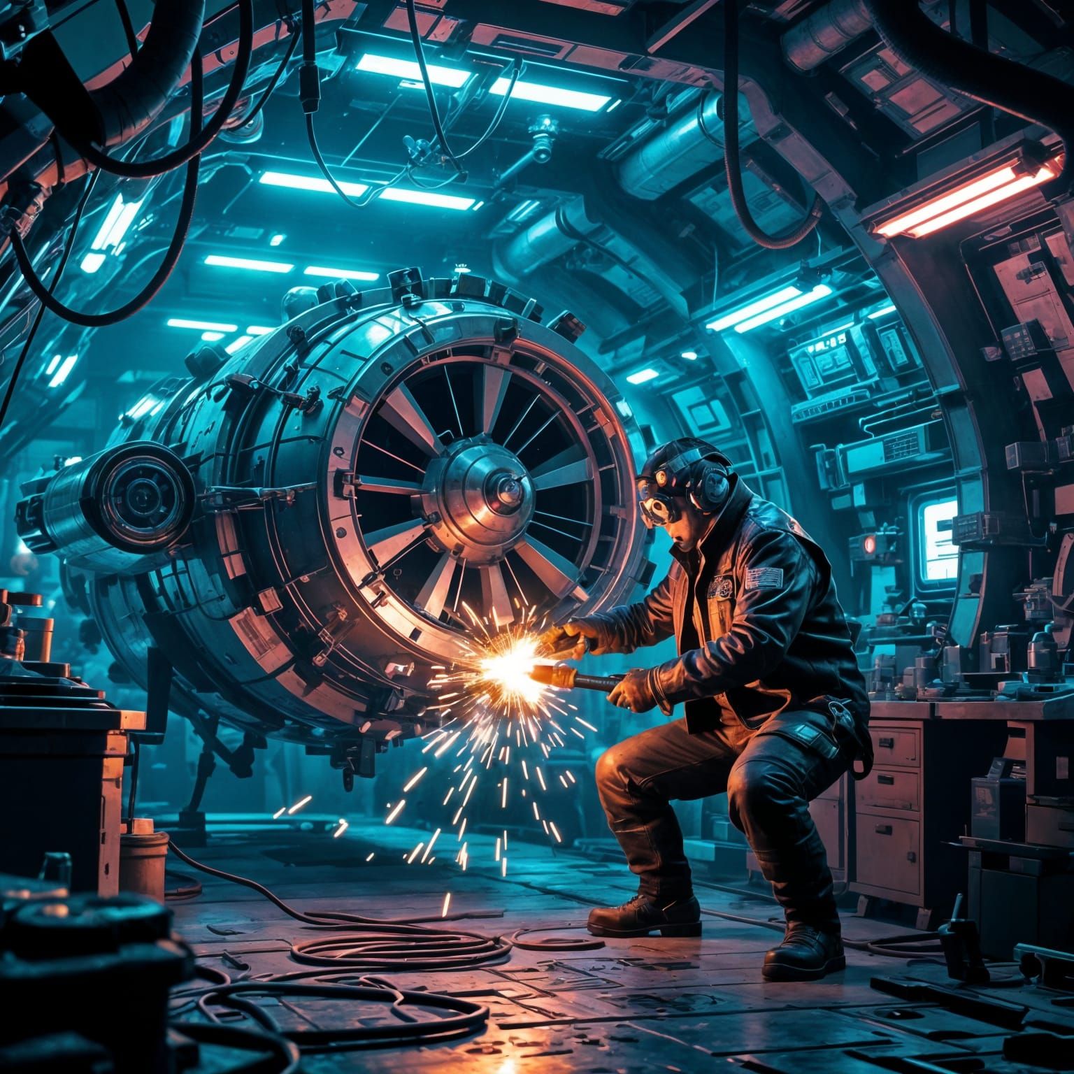 Pig-Headed Mechanic Repairs Spacecraft Engine