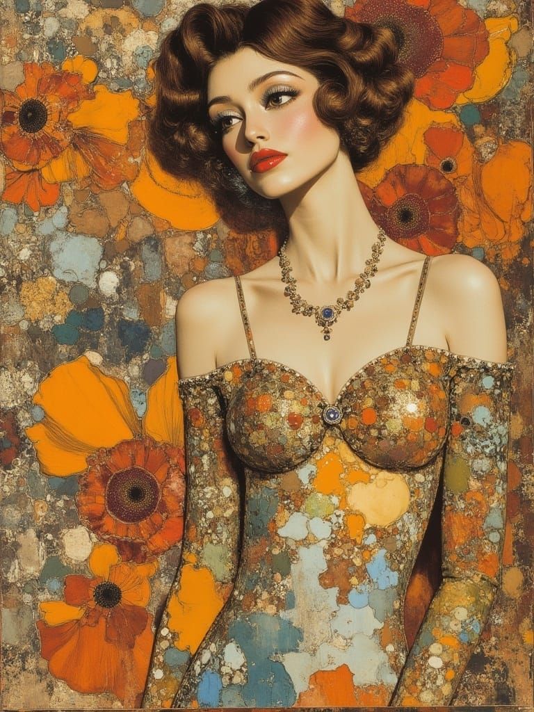 Soft Focus Portrait of a Woman in a Whirling Kaleidoscope of...