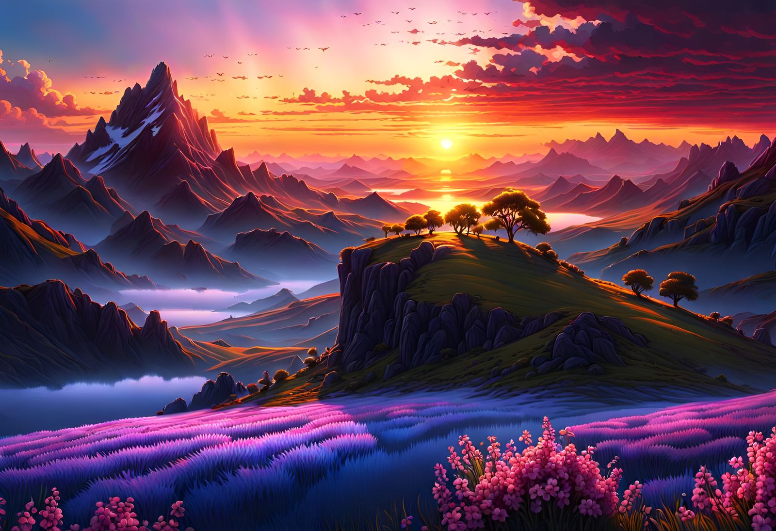 Spring Sunset: A Digital Masterpiece of Renewal