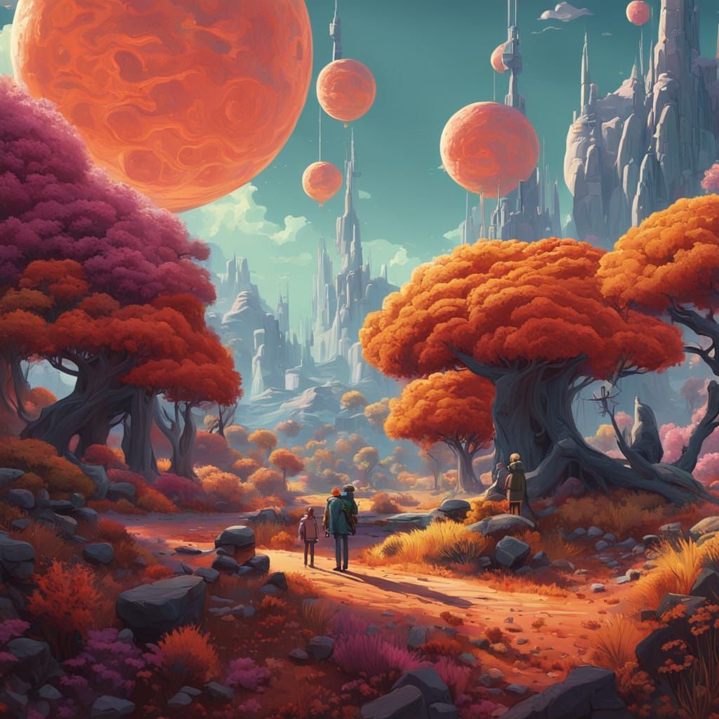 Whimsical Claymation Characters in a Dreamlike Landscape