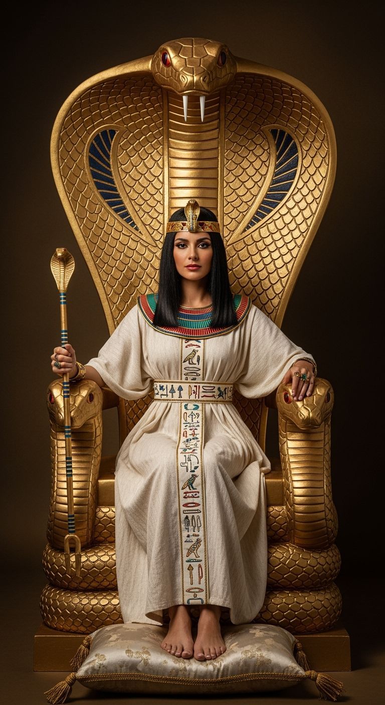 Egyptian Queen on Cobra Throne, Professional Photography