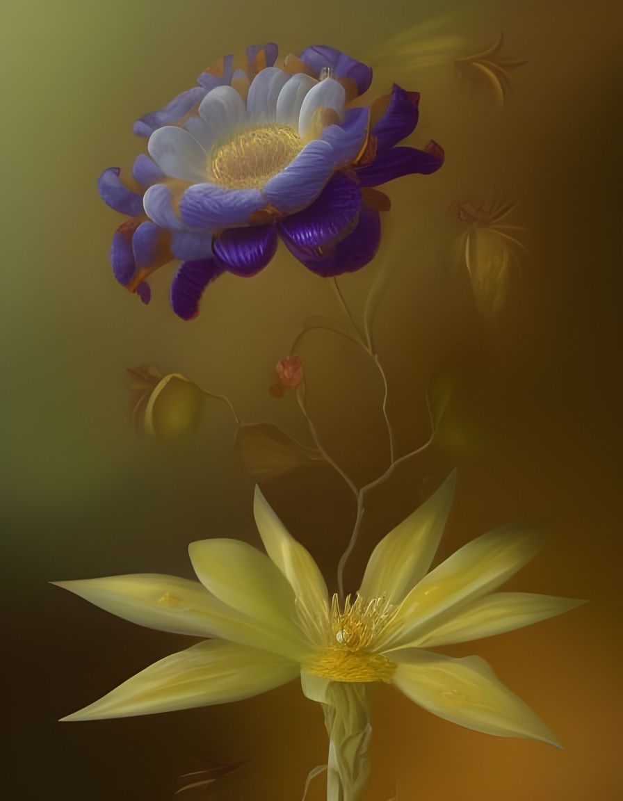 Floral Kaleidoscope with Crystalline and Botanical Elements