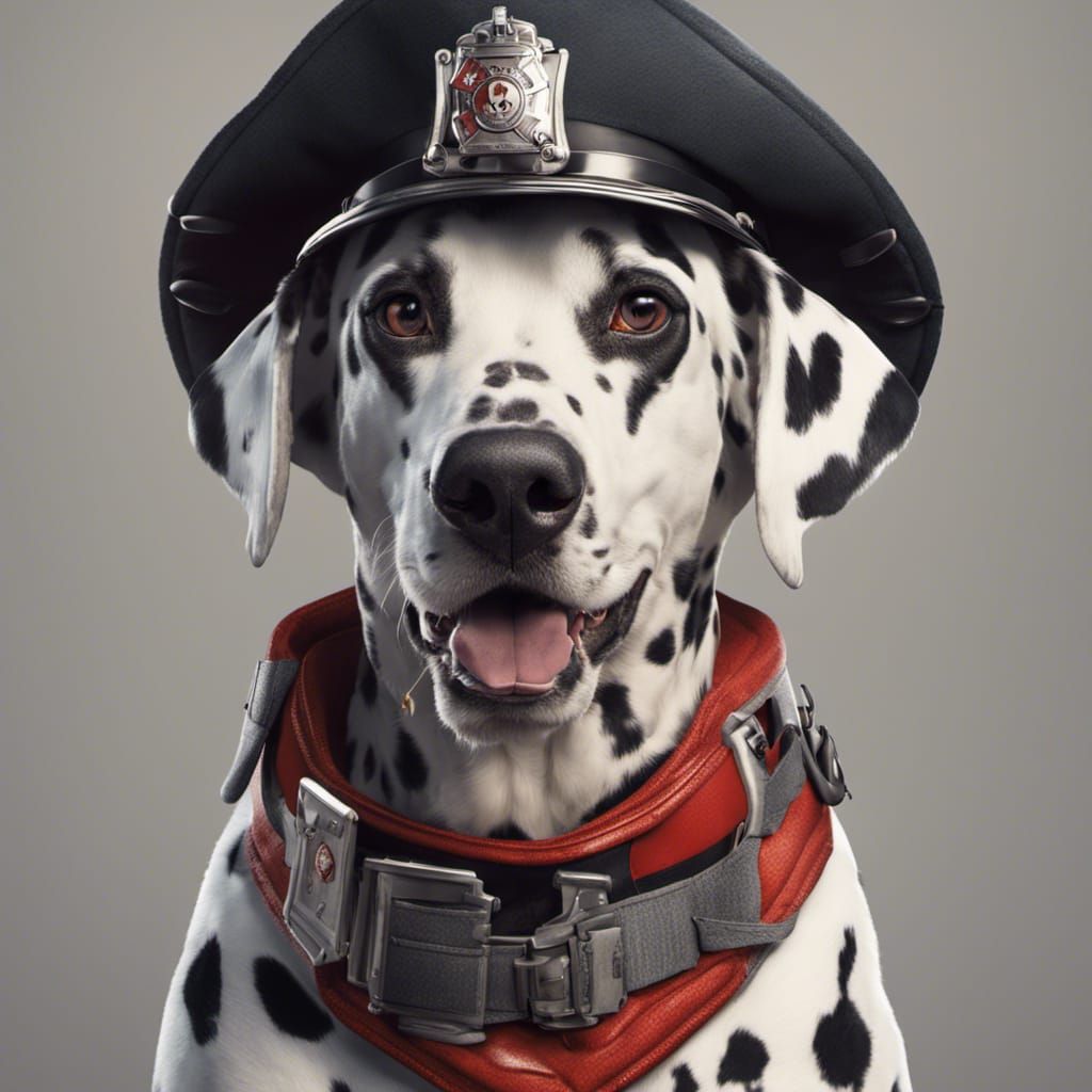 Dalmatian Firefighter in Detailed Matte Painting Style