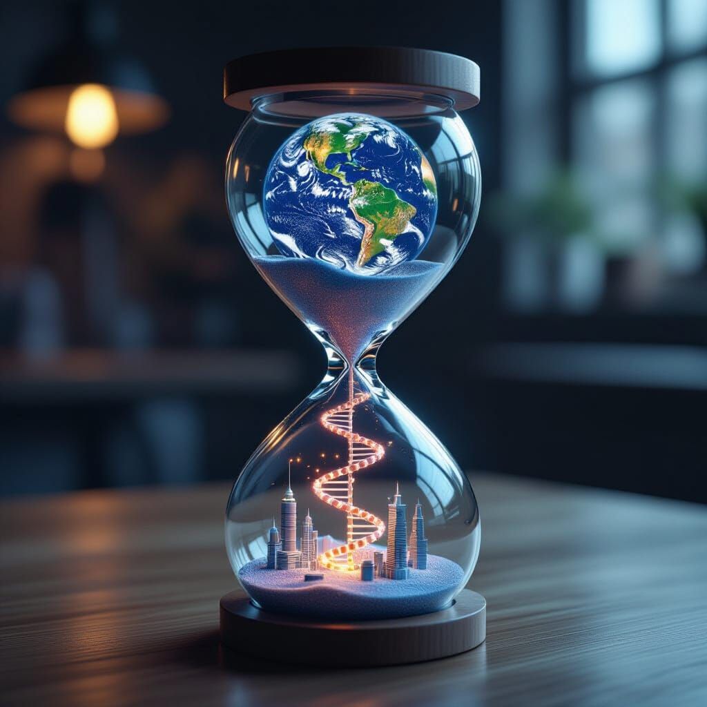Hourglass of Earth DNA in Cinematic Style