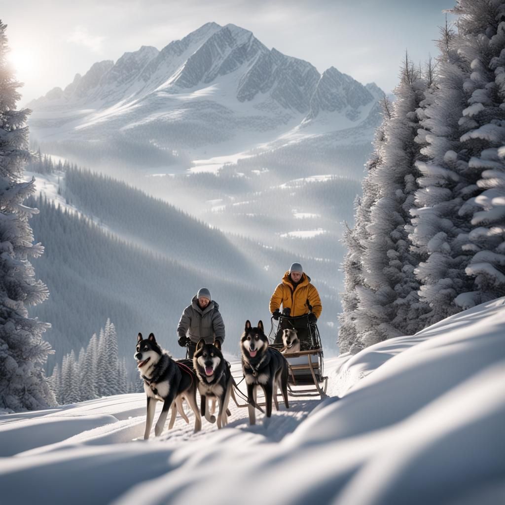 Dog Sledding Adventure in Winter Landscape