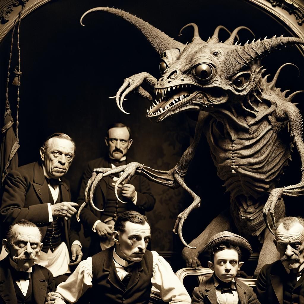 Nightmarish Sepia Photo of Lovecraftian Monster