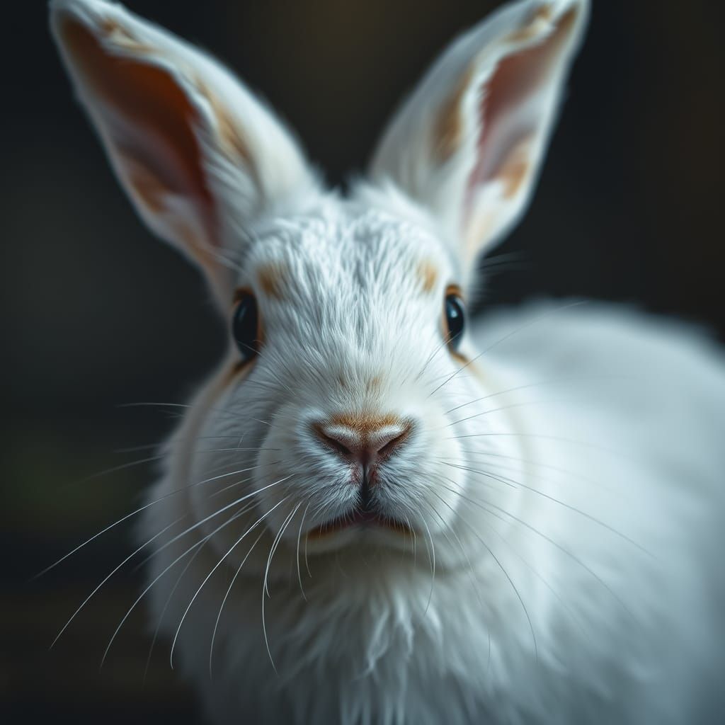 Hyperrealistic White Bunny with Intricate Details