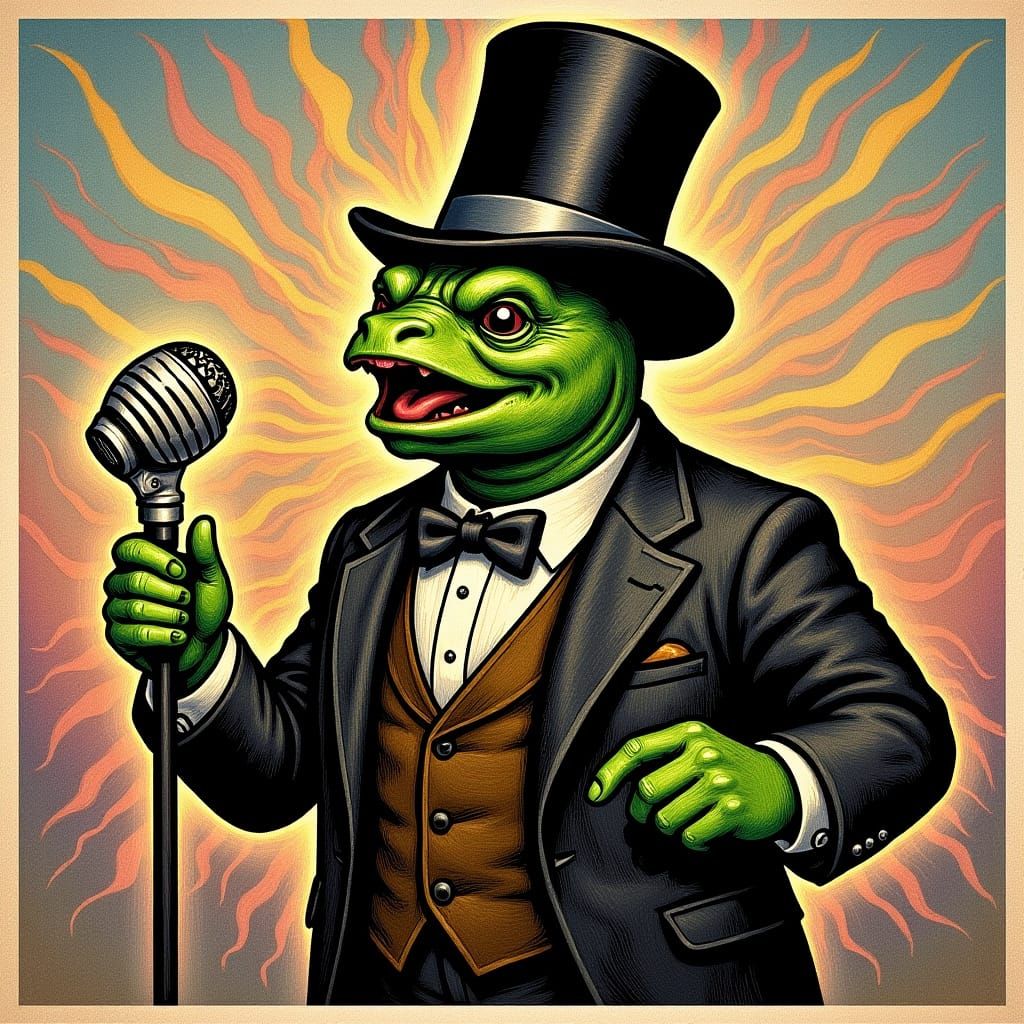 Singing Turtle in Whimsical Fairytale Style