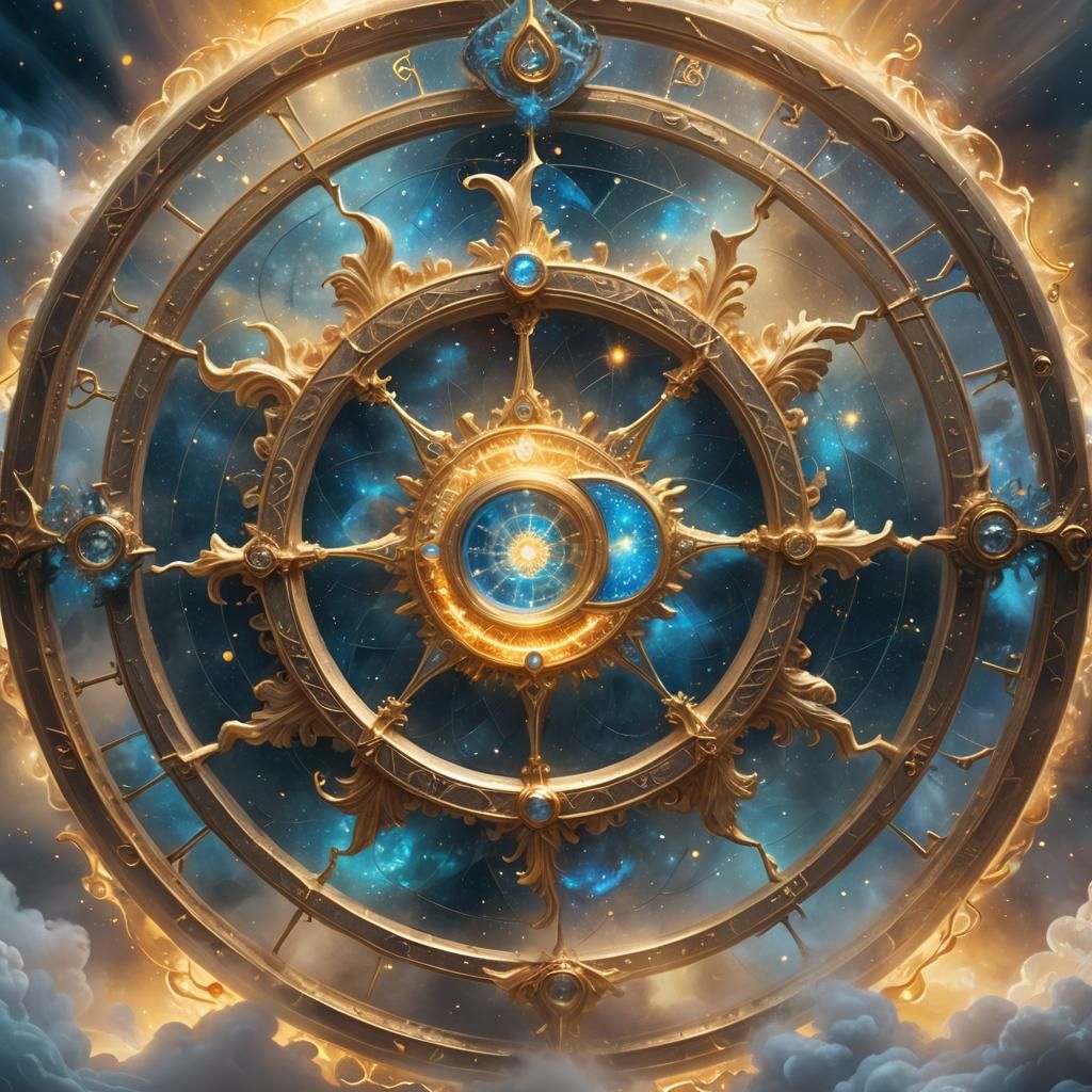 Ethereal Astrology Wheel in Golden Light