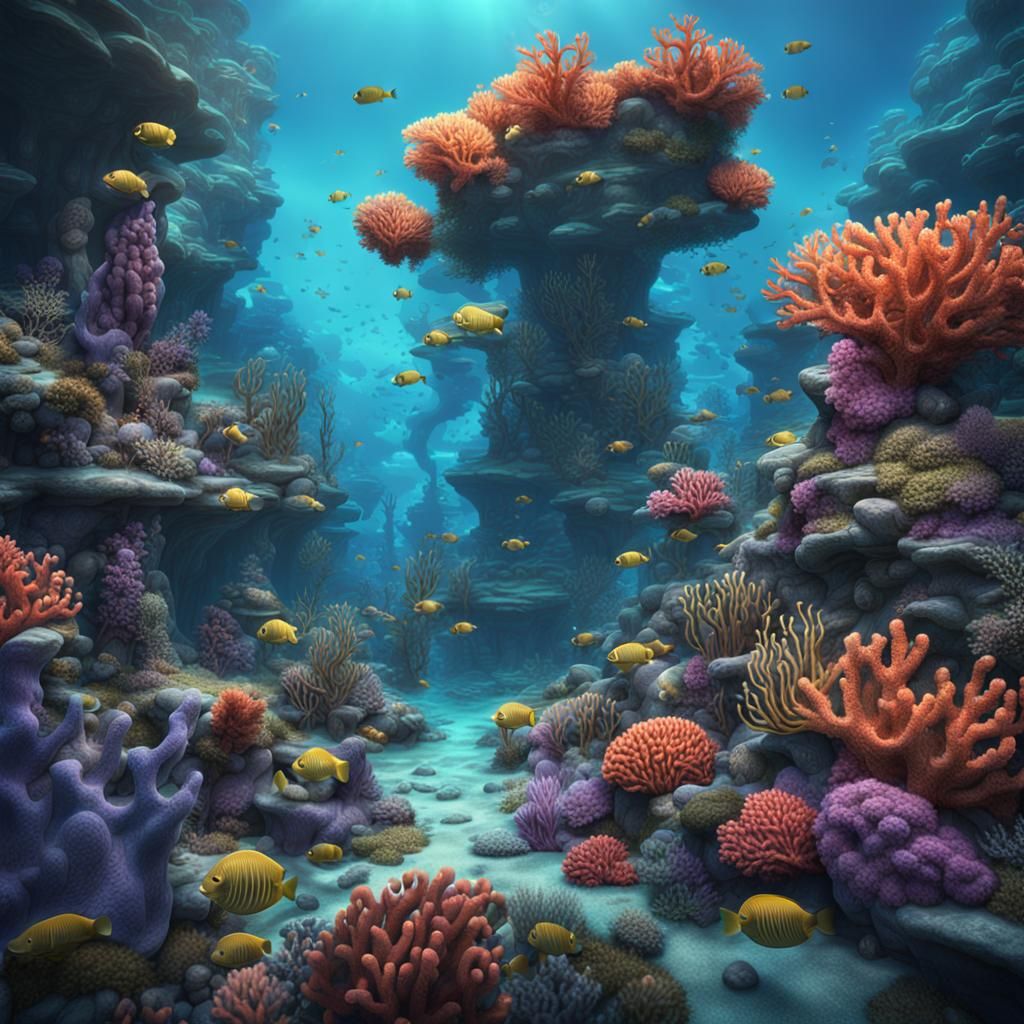 Fantastical Underwater Coral Reef in Detailed Matte Painting
