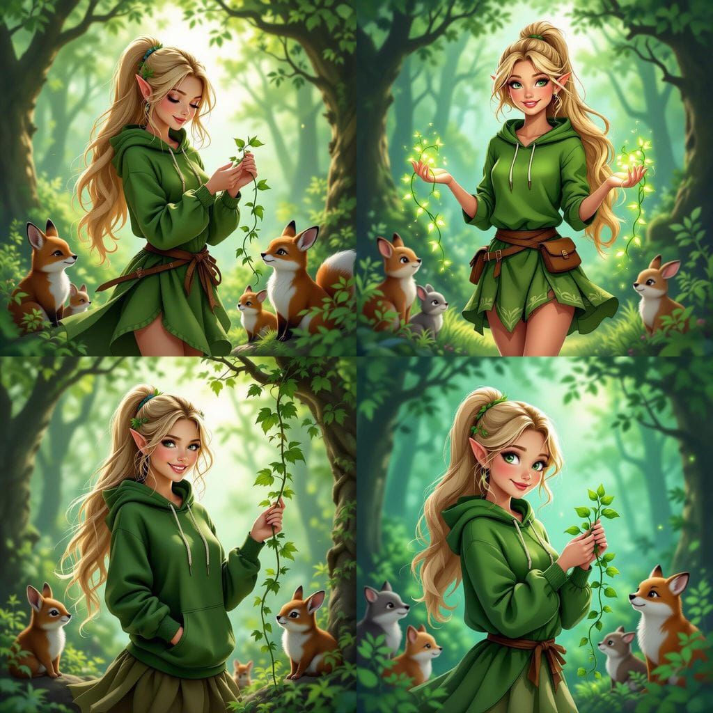 Earth Fairy Holding Vines with Animals