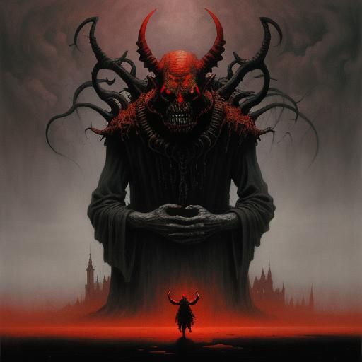 Nightmarish Devil in Dark Surrealism Style