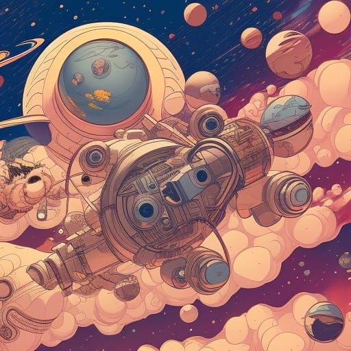 Detailed Spaceship Soaring Through Starry Expanse