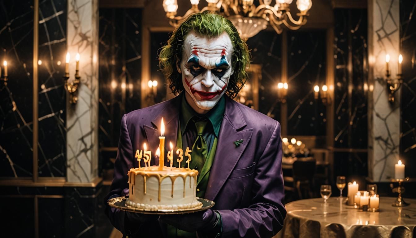 Joker's 45th Birthday Celebration in Dark Ballroom