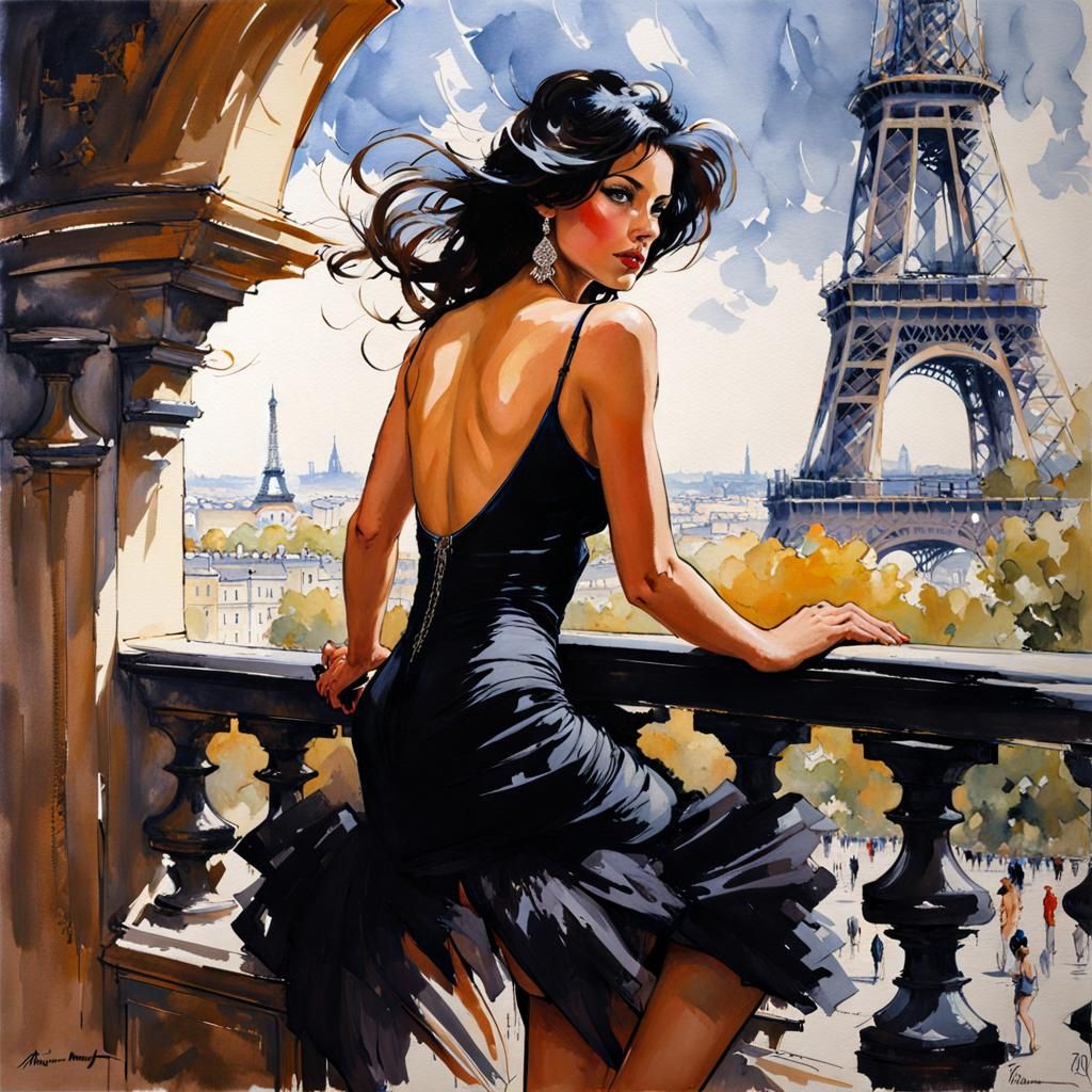 Stunning French Girl Portrait in Paris, Splash Art