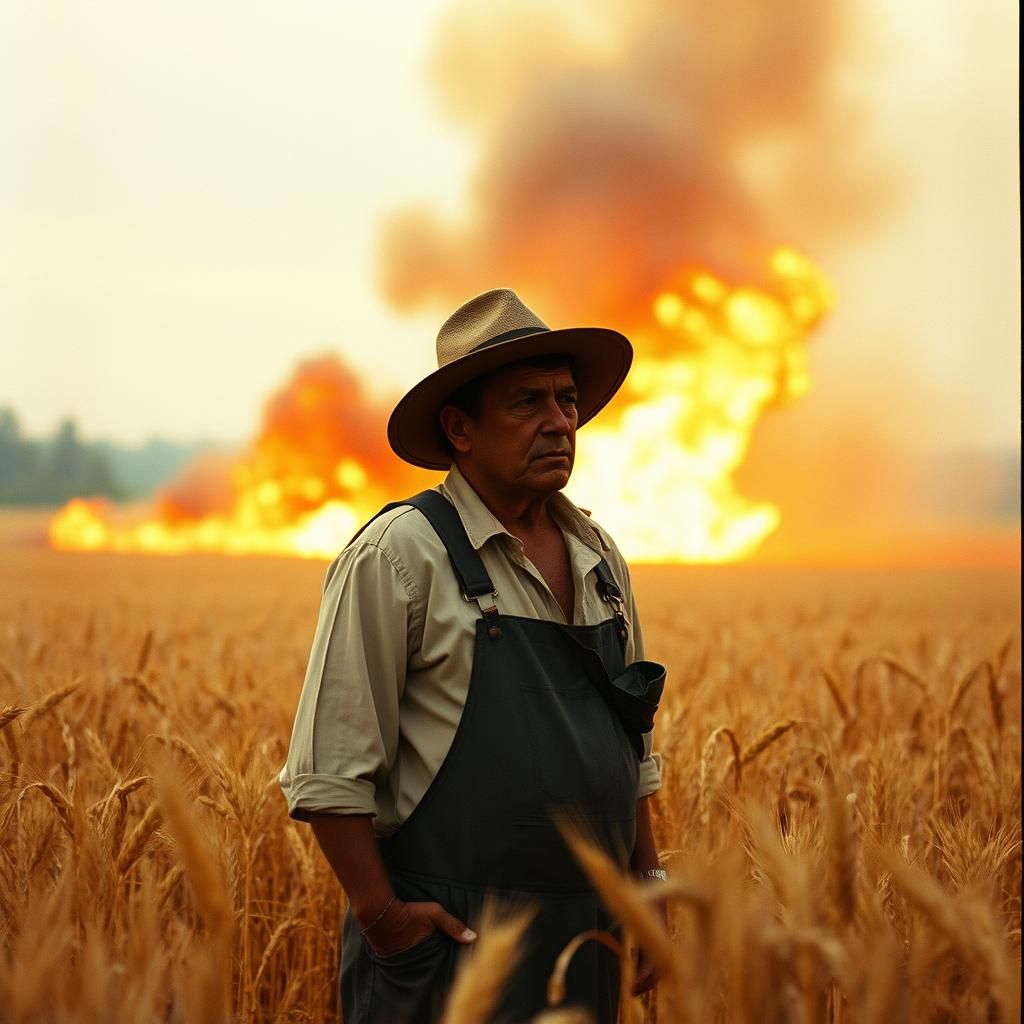 Burning Wheat Field: A Farmer's Grief in Cinematic Style