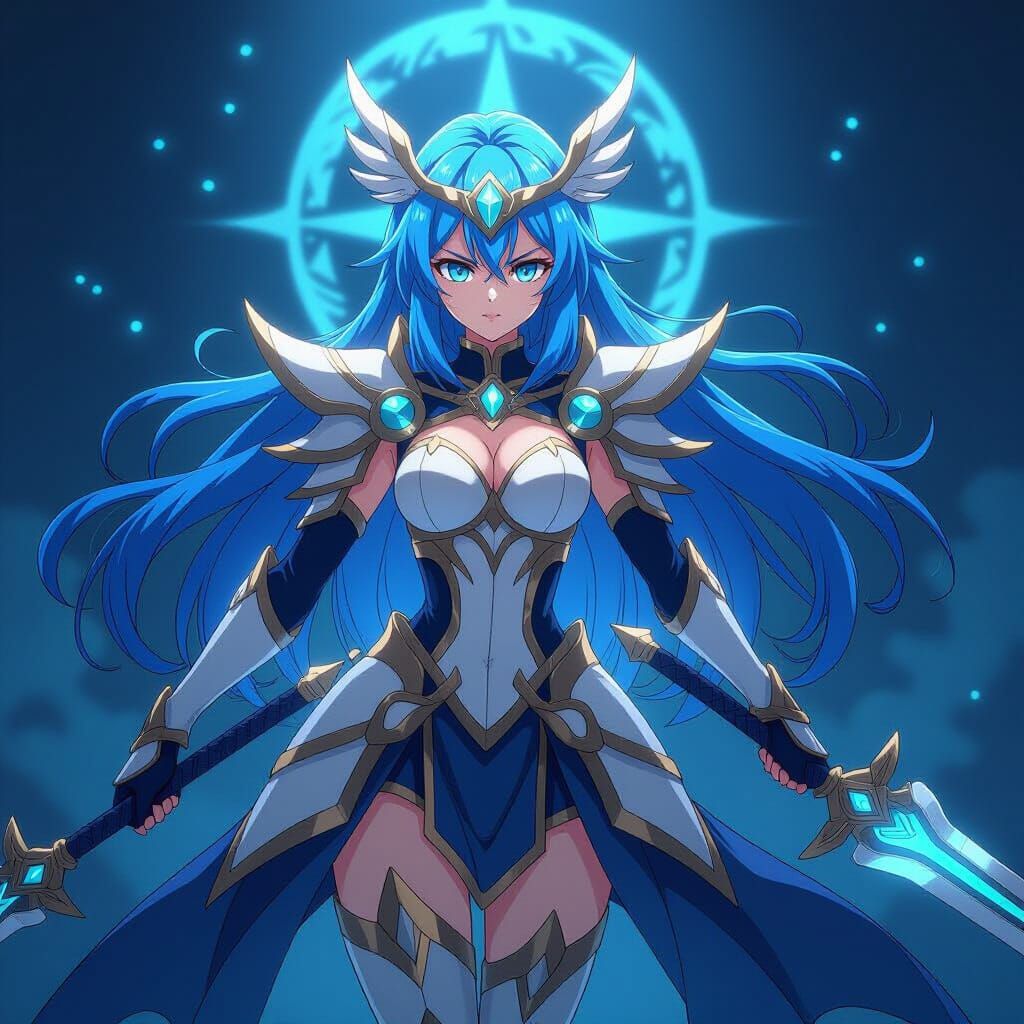 Anime Astral Warrior in Cel-Shaded Style