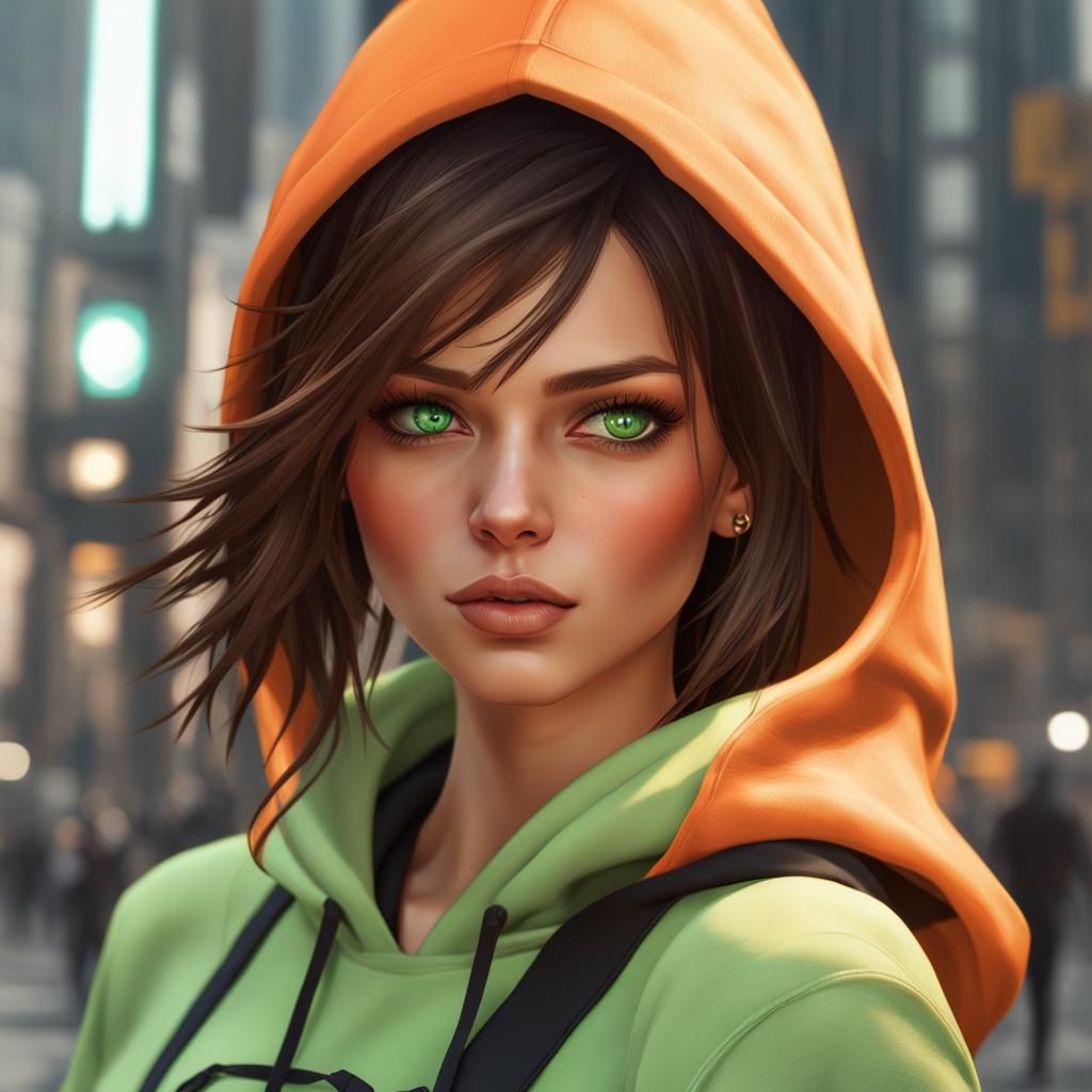 Teenage Girl Portrait in Hyperdetailed Digital Art Style