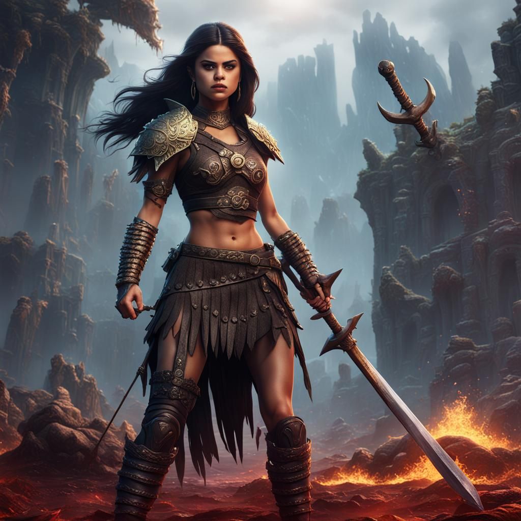 Selena Gomez as Barbarian Girl: Fantasy Concept Art