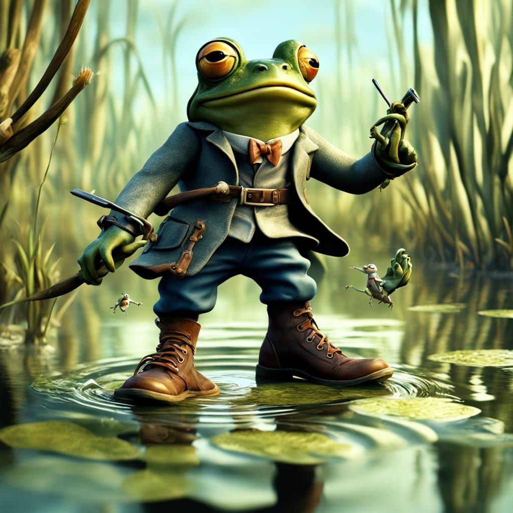 Surreal Frog Fighter Rises From Swamp in Dali Style