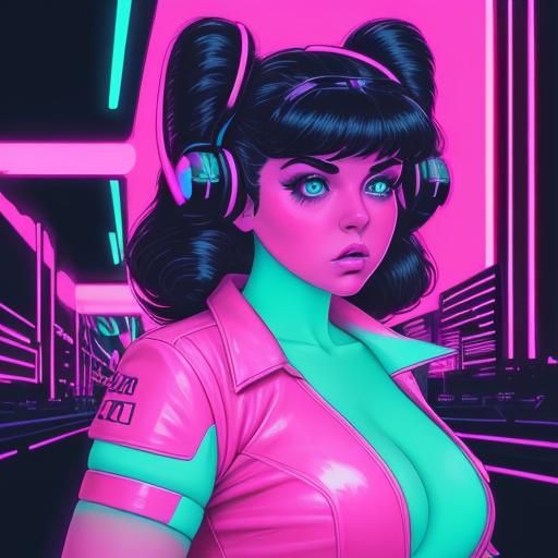 Synthwave Neon Retro Figure