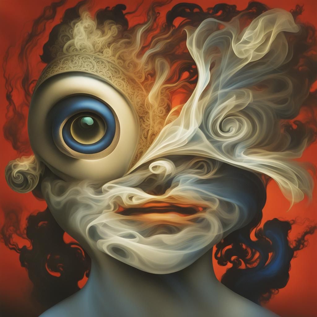 Luminescent Floating Smoke with Glowing Outlines