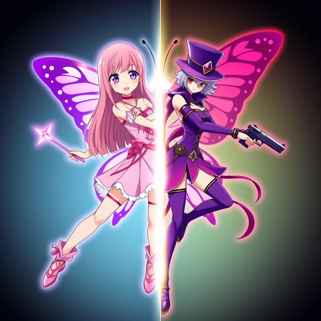 Anime Hero Transformed into Dark Villain in Vibrant, Dynamic...