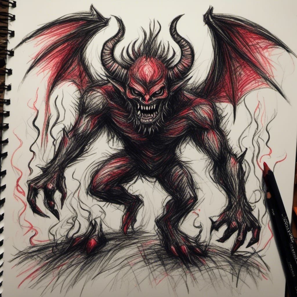 Crayon-Style Demon Art