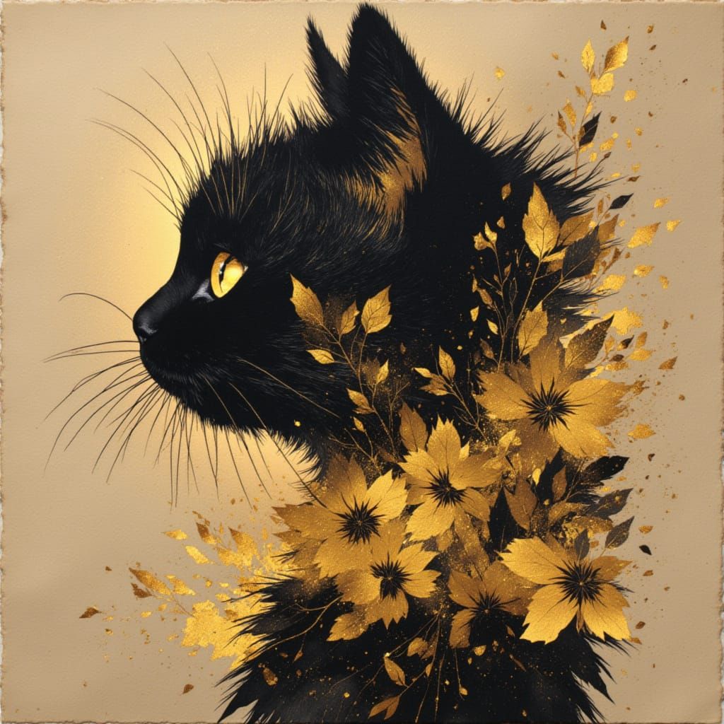 Black and Gold Abstract Art