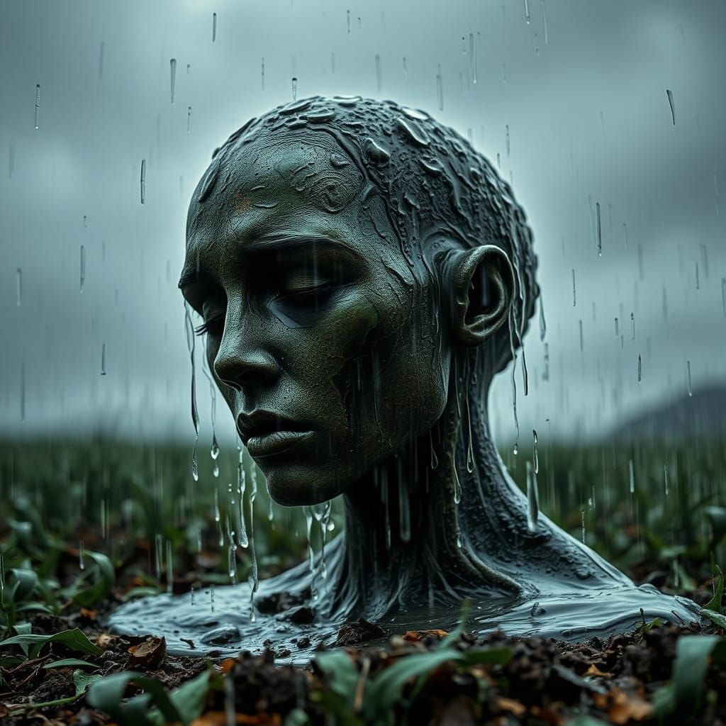 Mother Earth's Tears Fall as Rain in Hyperrealistic HDR