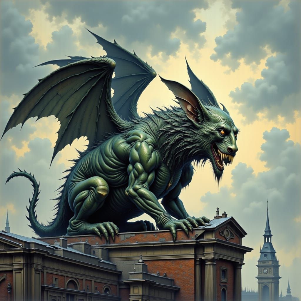 Gargoyle Perched on a Building