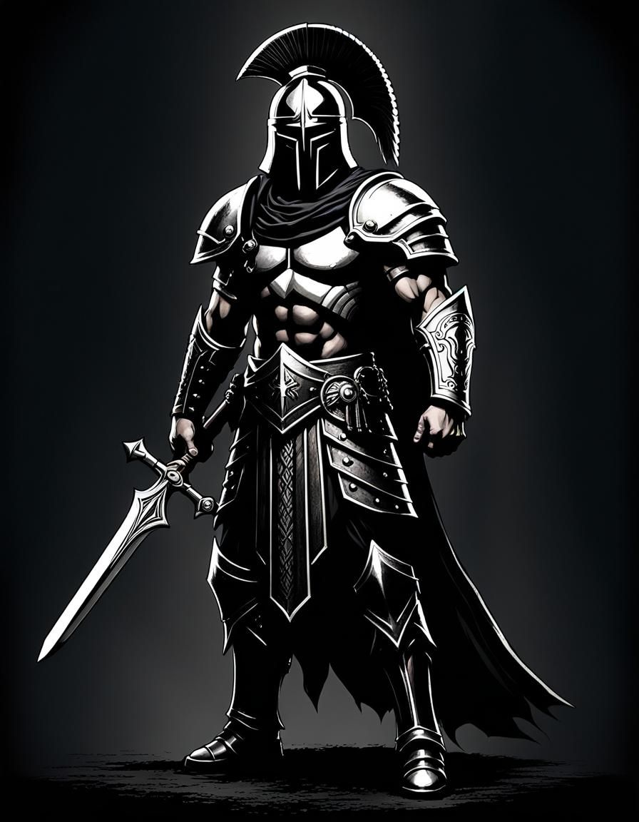 Gothic Spartan Warrior in Dark Fantasy Art