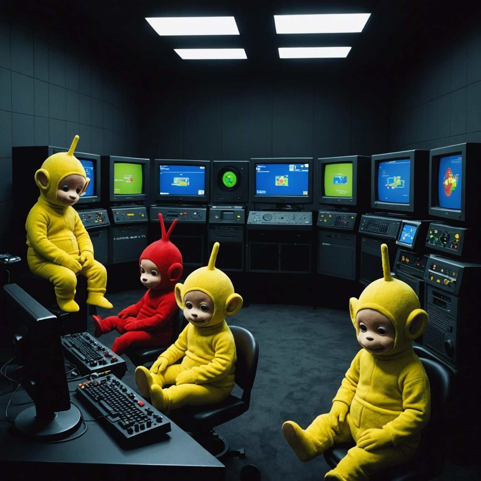 Teletubbies Control the World from Monitor Room