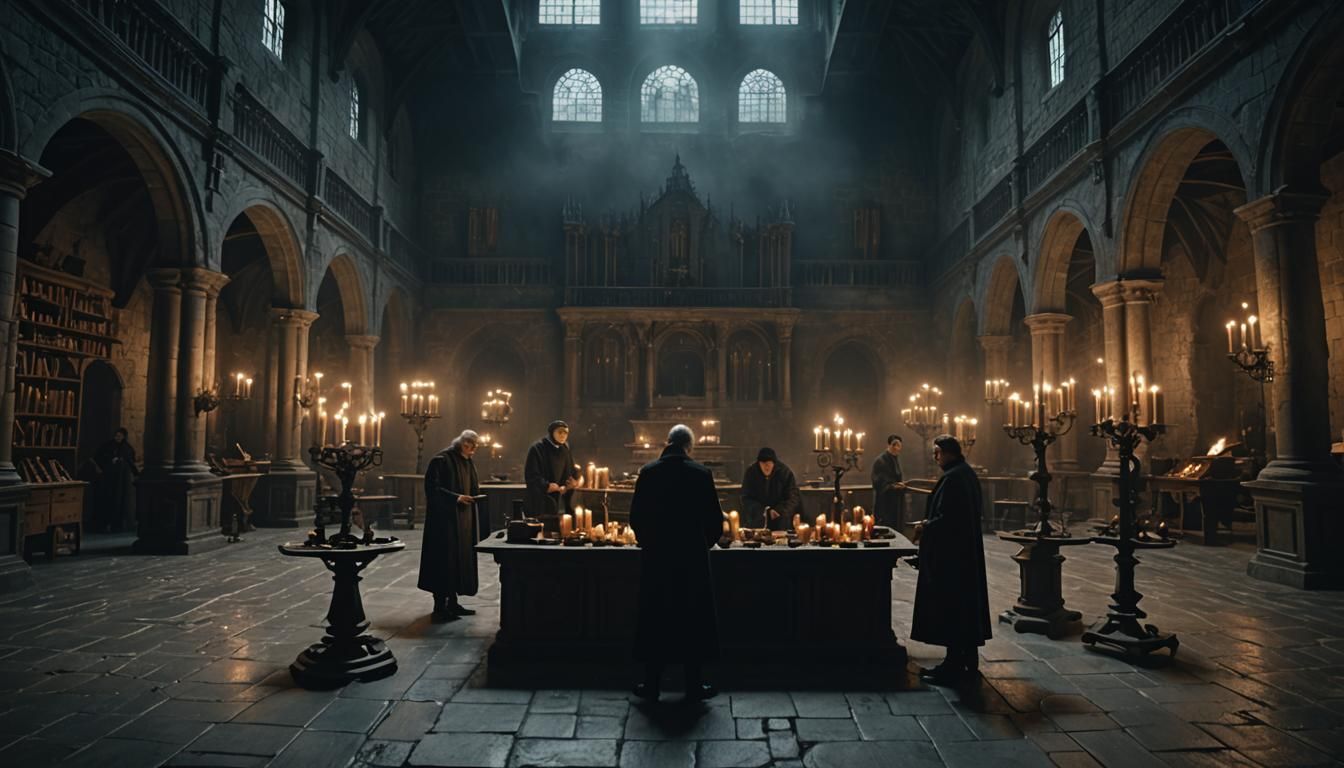 Gothic Castle Laboratory with Futuristic Device