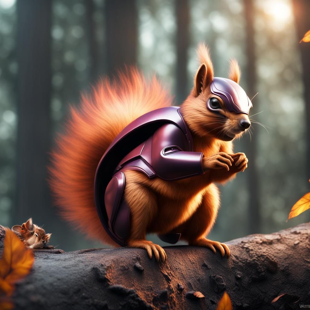 Hyperrealistic Squirrel in Magneto Suit
