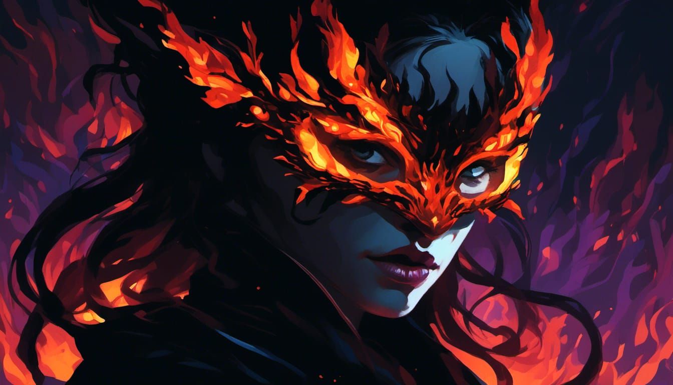 Mysterious Woman with Salamander Mask