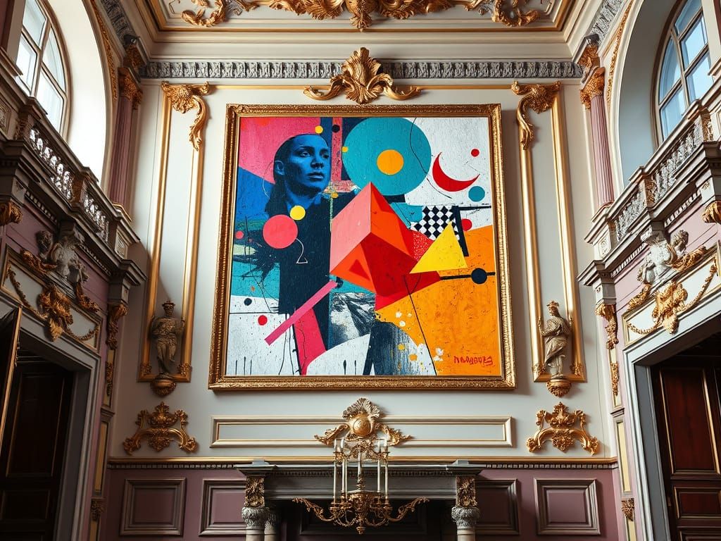 Modern Abstract Masterpiece in Ornate Baroque Setting