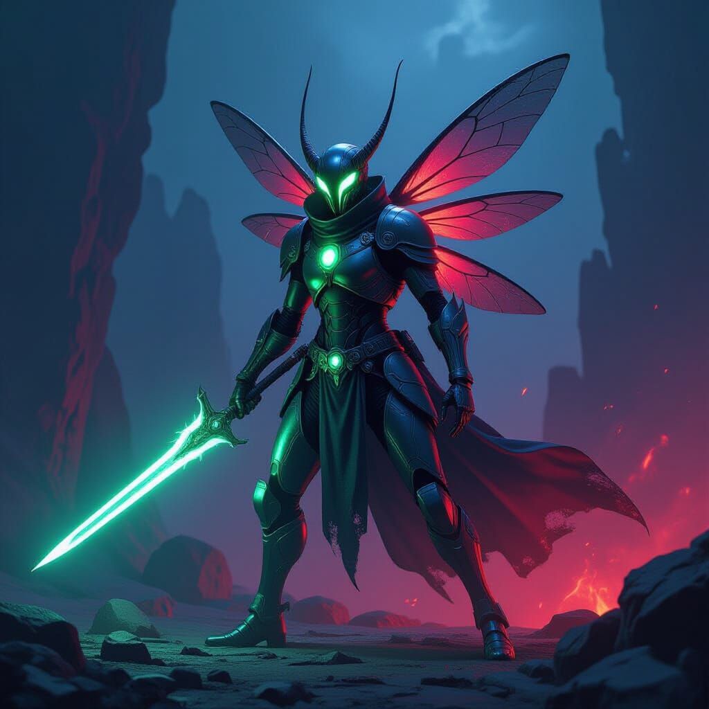 Insectoid Biomech Warrior with Light Blade in Cosmic Horror ...