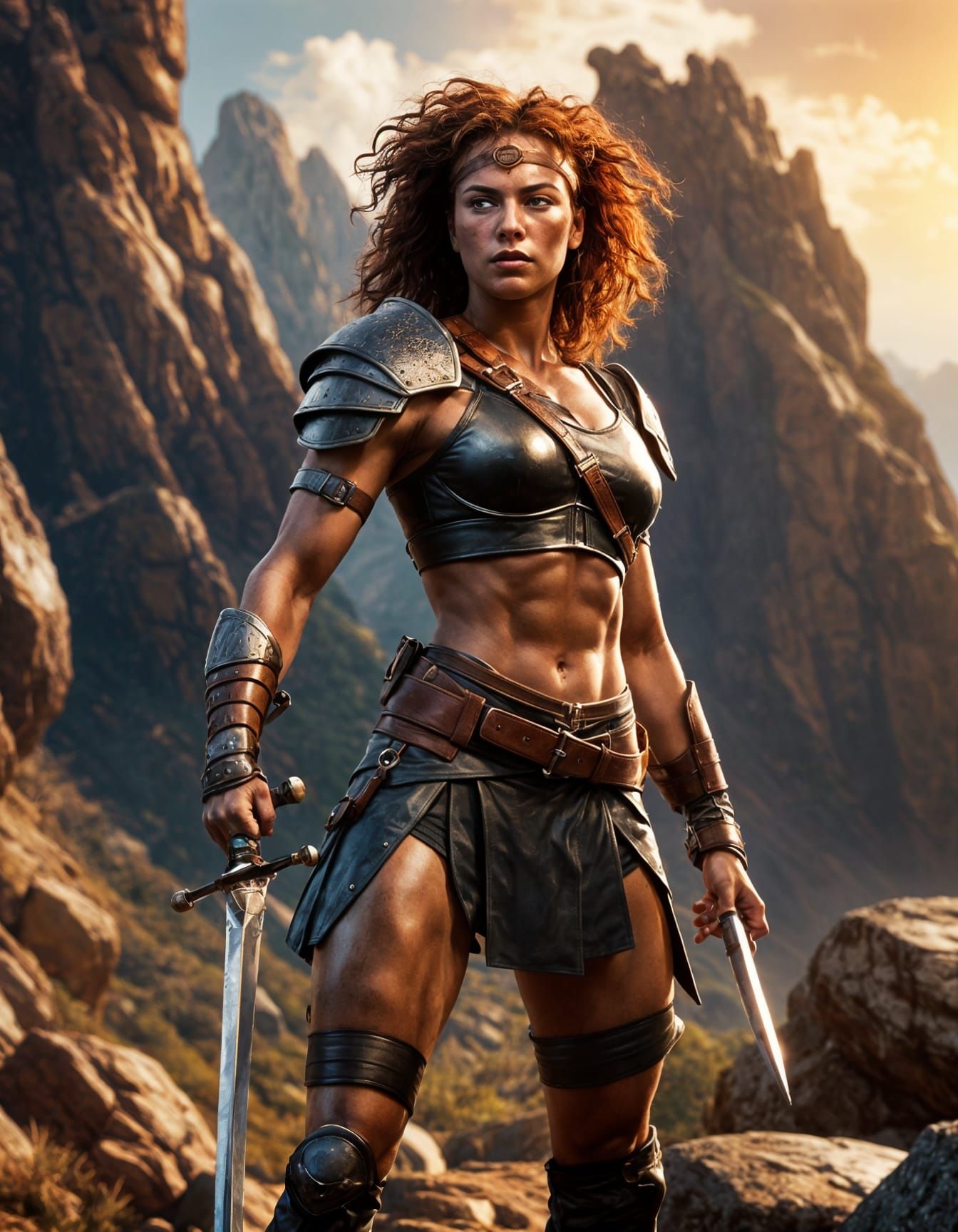 Fierce Warrior Woman Ready for Battle