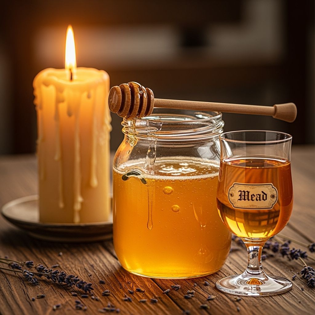 Warm Still Life: Candle, Honey, and Mead