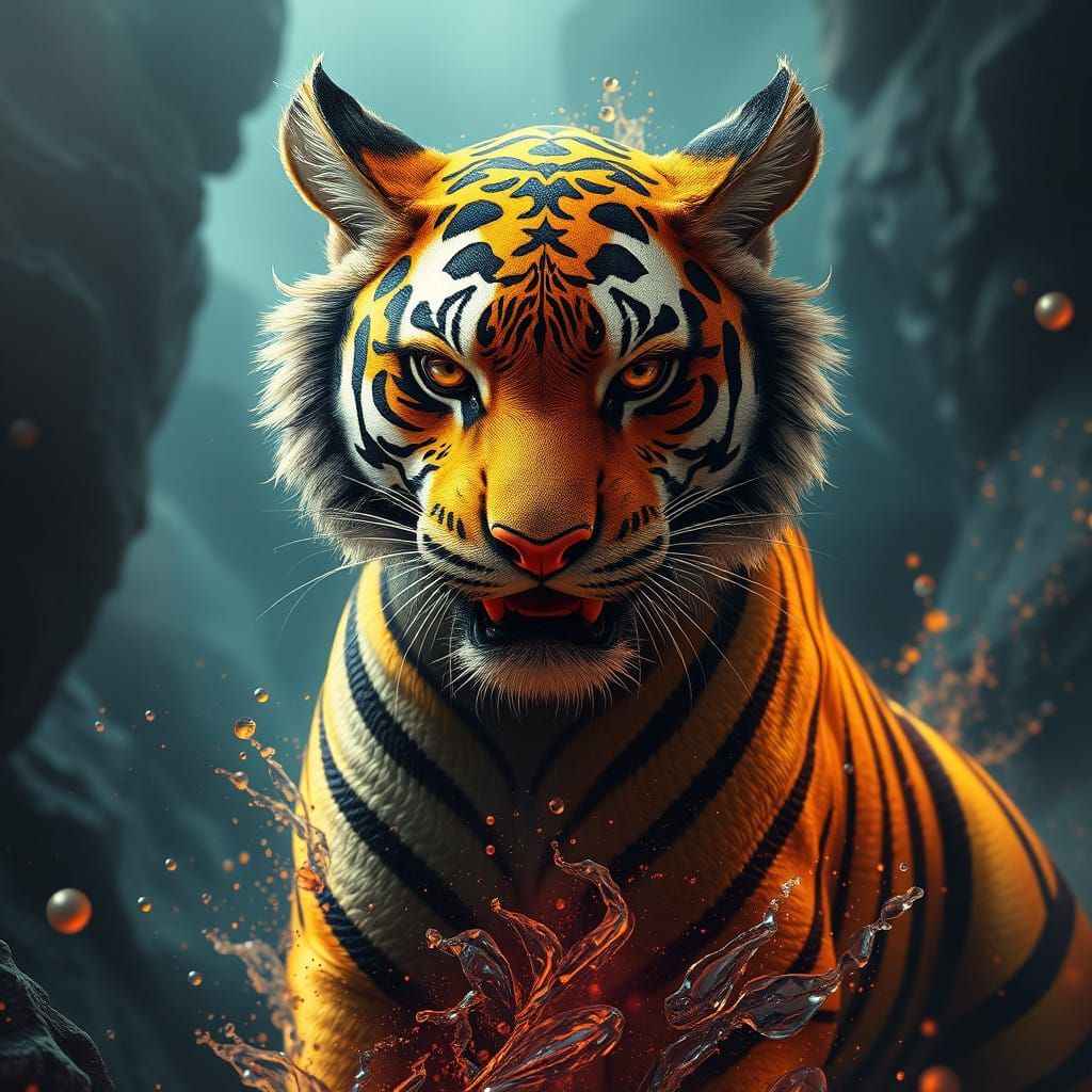 Ethereal Gold Tiger in Luminous Dreamscapes